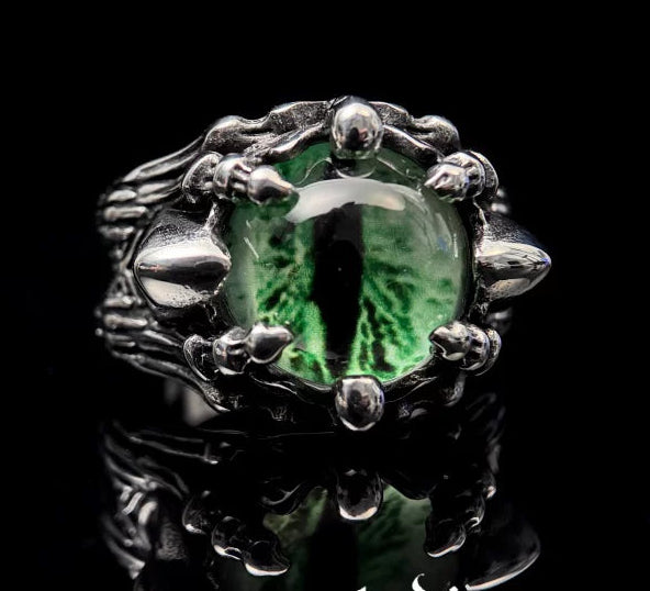 The Abyssal Gaze | Vintage Gothic Dragon Eye Claw Ring